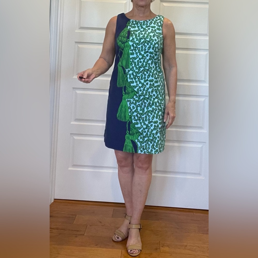 Lilly Pulitzer Green Blue Tassel Dress